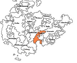 Sachsen-Saafeld, ditampilkan dengan kadipaten-kadipaten yang lain