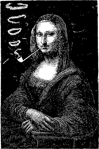 The Mona Lisa Smoking a Pipe by Sapeck, in Le Rire, 1887.