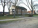 Village street with brick paving