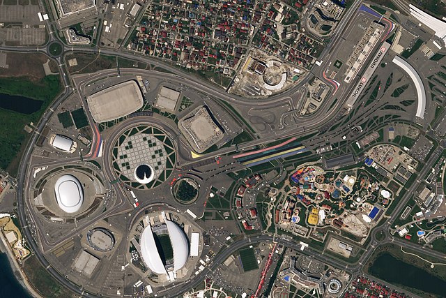 The circuit and the Olympic Park, as it appeared in 2018