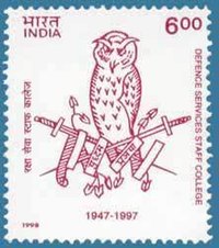 1998 postage stamp on the occasion of the golden jubilee of the college Stamp of India - 1998 - Colnect 161855 - Defence Services Staff College.jpeg