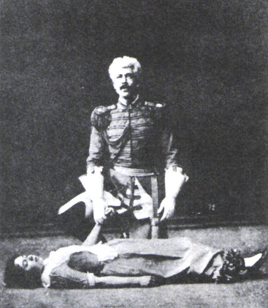 Stanislavski with his soon-to-be wife Maria Lilina in 1889 in Schiller's Intrigue and Love.