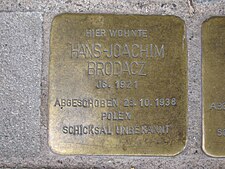 Piatra de poticnire Hans-Joachim Brodacz, 1, Goethestrasse 36, Calenberger Neustadt, Hanovra.jpg