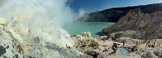 Sulfur mining in Kawah Ijen