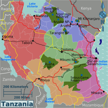 Tanzanya bölgeleri haritası.png