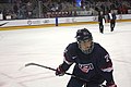 Team USA #21 Hilary Knight skates back to the dressing room after finishing pre-game warmups.