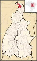 Location of Araguatins in the state of Tocantins