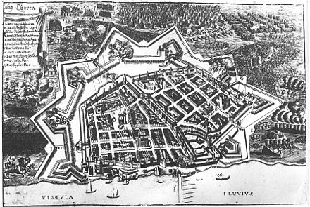 Oblężenie Torunia przez wojska szwedzkie w 1703 roku, na podstawie ryciny Mateusza Meriana