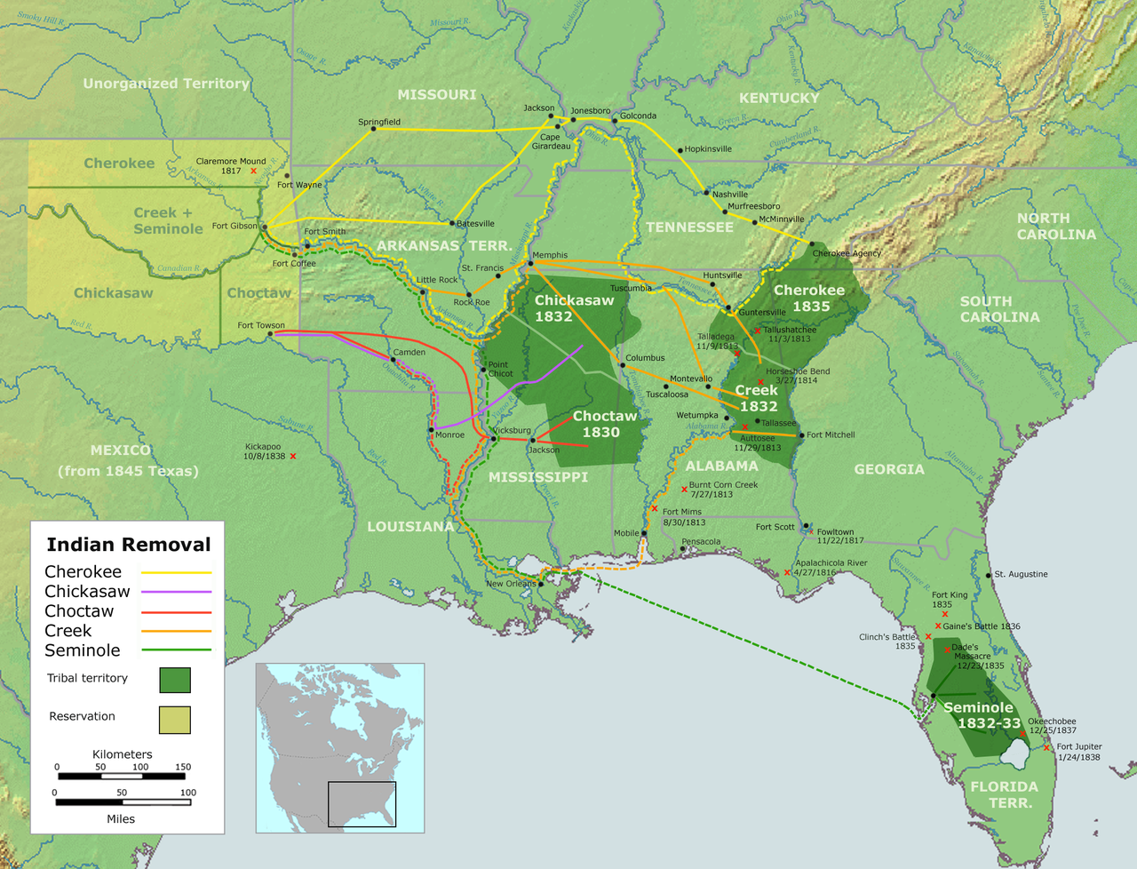 trail of tears blank map