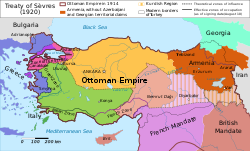 Sevr Antlaşması'na göre Osmanlı'nın paylaştırılması