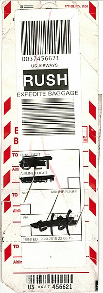 File:U.S. Airways expedite and reroute baggage tag side 1 Mattes 2015.jpg