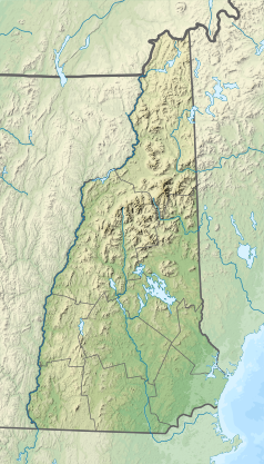 Mapa konturowa New Hampshire, na dole znajduje się punkt z opisem „Manchester”