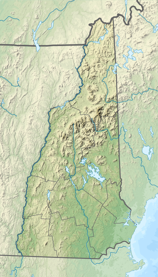 Location of Potanipo Pond in New Hampshire, USA.