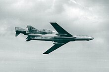 An F-4 Phantom from VF-102 intercepting an Egyptian Air Force Tupolev Tu-16 Badger over the Mediterranean Sea on 12 January 1971. VF-102 - 19710112 - Intercepting Badger - 3610N 01649E.jpg