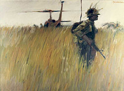 LANDING ZONE by John O. Wehrle, U. S. Army Vietnam Combat Artists Program Team I, (CAT I 1966). Courtesy National Museum of the U. S. Army. VietnamCombatArtCAT01JohnOWehrleLandingZone.jpg