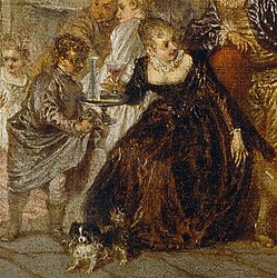 Antoine Watteau.  Los placeres de la pelota.  ESTÁ BIEN.  1716–1718 Detalle Galería de arte Dulwich, Londres