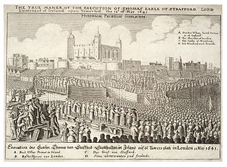 An engraving by Wenceslas Hollar depicting from a distance the execution of Strafford,with significant persons labelled. Wenceslas Hollar - Execution of Strafford (State 3).jpg