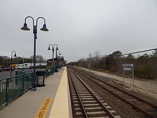 Westhampton station railway station along the Montauk Branch of the Long Island Rail Road, Westhampton, New York, USA
