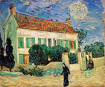 The white house at night by Vincent van Gogh