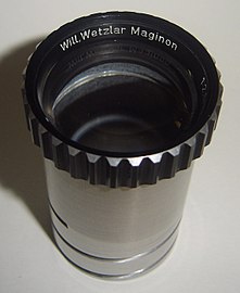 Objetivo de un proyector Maginon, fabricado por Wilhelm Wetzlar, 1:2.8/100