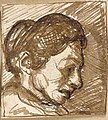 Woman in Profile label QS:Len,"Woman in Profile" label QS:Lnl,"Vrouw en profil" . 1904 (?). Brown ink on paper. 6.5 × 6.5 cm (2.5 × 2.5 in). Utrecht, Centraal Museum.