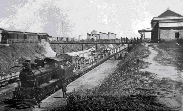 Train at Zárate station, 1914.