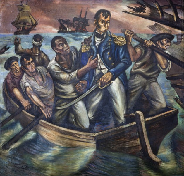 File:"Cyrus Tiffany in the Battle of Lake Erie, September 13, 1813," mural by Martyl Schweig, at the Recorder of Deeds building, built in 1943. 515 D St., NW, Washington, D.C LCCN2010641716.tif