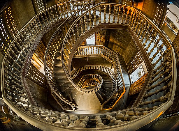 Inner staircase of the Baron Empain Palace tower in Cairo, Egypt by Manadily
