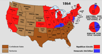 Map of the U.S. showing Lincoln winning all the Union states except for Kentucky, New Jersey, and Delaware. The Southern states are not included.