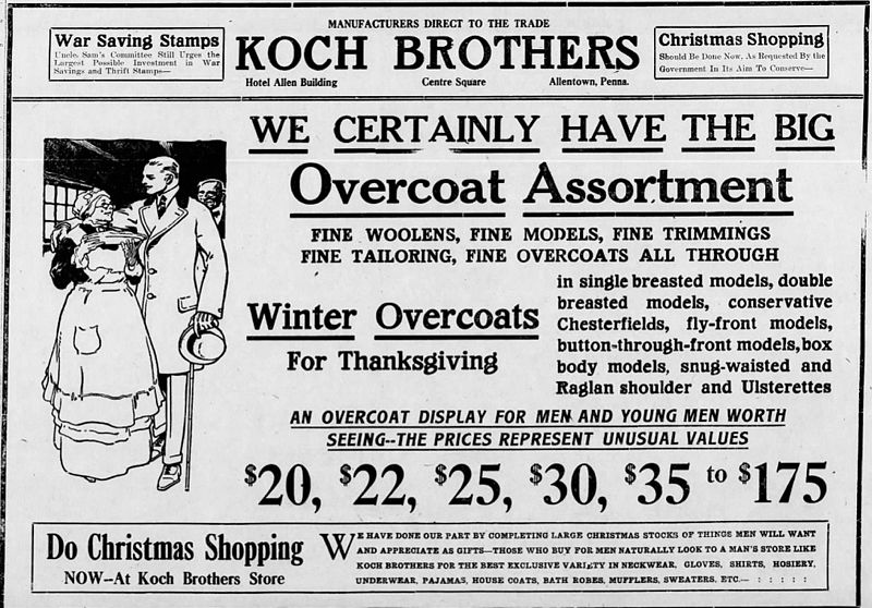 File:1918 - Koch Brothers Newspaper Ad Allentown PA.jpg