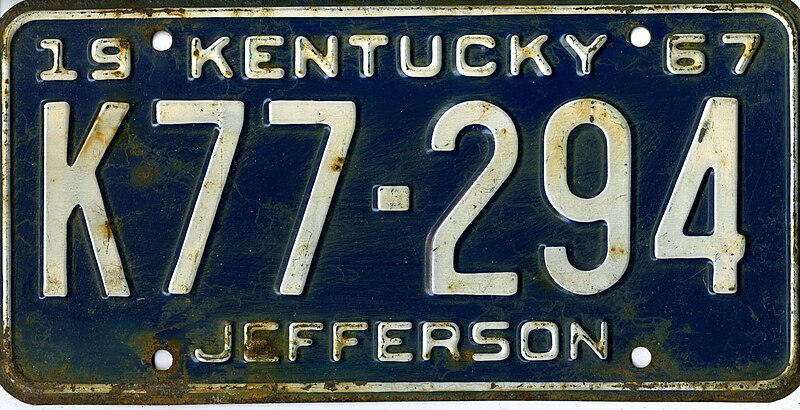 File:1967 Kentucky license plate K77-294.jpg