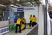 Deutsch: Bob-Europacup 2018/19; Station 1 in Altenberg, 2er-Rennen Nummer 1, Lauf 1 English: Bobsleigh Europe Cup 2018-19 in Altenberg - 2-man Race 1, first run