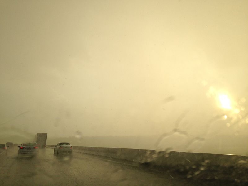 File:2014-05-12 19 17 31 Heavy downpour with sunshine on the Millard E. Tydings Memorial Bridge (Interstate 95) over the Susquehanna River.JPG