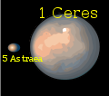 Сравнительные размеры Астреи и карликовой планеты Цереры