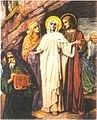 Marie laisse le corps de son fils lors de la mise au tombeau (Jn 19,40-42).