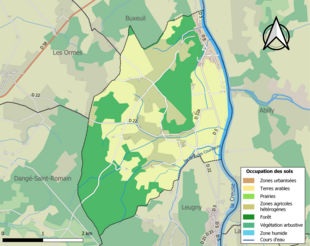 Barevná mapa znázorňující využití půdy.