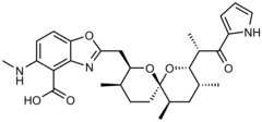 Niepodpisana grafika związku chemicznego; prawdopodobnie struktura chemiczna bądź trójwymiarowy model cząsteczki