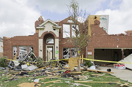 A tornado damaged home in Forney, Texas