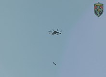 R18 drone launches the RKG-1600 projectile at a proving ground, 2020 Aerorozvidka, R18 drone, RKG-1600.jpg