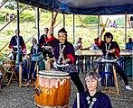 Bilder vom Zelt Musik Festival 2023 in Freiburg im Breisgau:Akaishi Daiko Freiburg e. V. ein Taiko () Gruppe bei ihrem Auftritt am 15.07.2023