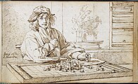 p249 - Jan de Bray - Drawing - Chess player