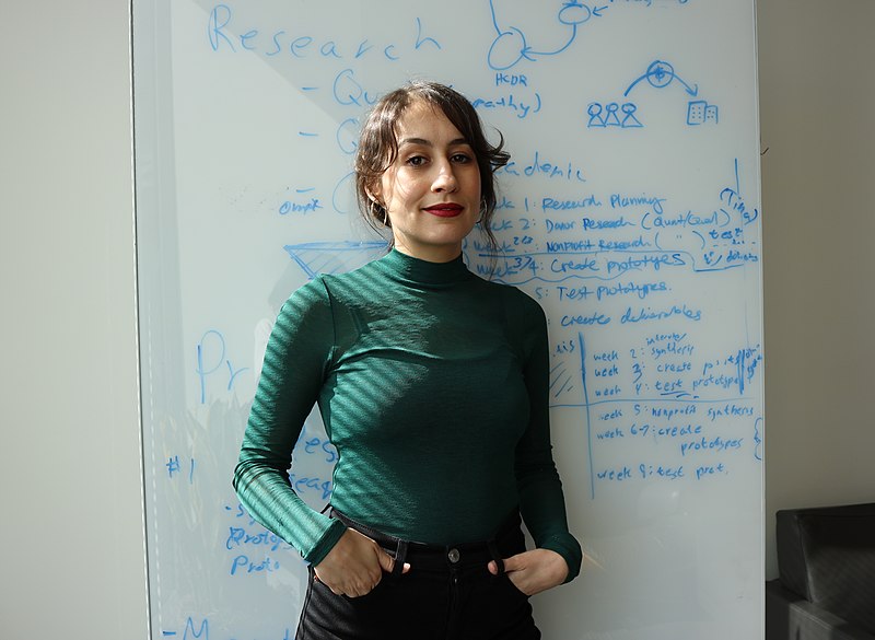 File:Amira Yahyaoui in front of whiteboard in Mos.com office.jpg