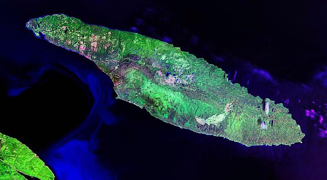 Satellite image of Anticosti Island