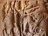 Vamana pushing Bali to the nether-world, Mahabalipuram cave