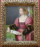 Retrato de dama con un libro de música, de Bacchiacca, ca. 1540-1545