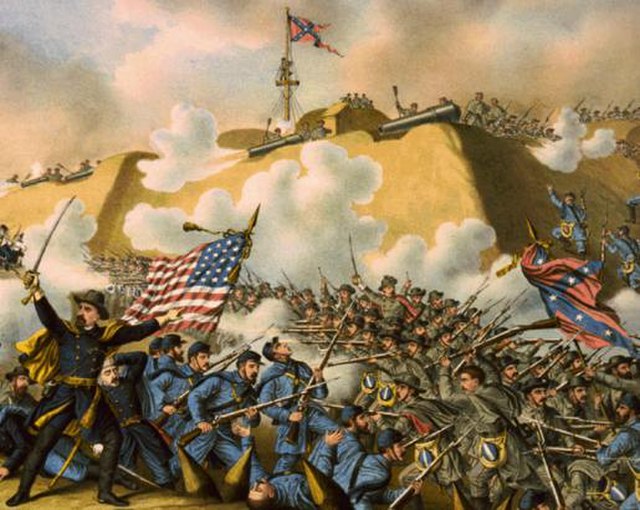 Maj. Gen. Alfred Terry (painting/excerpt 1890): leading the Union Army to capture Fort Fisher in January 1865.