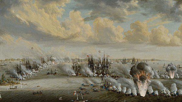 The battle as depicted by Swedish painter Johan Tietrich Schoultz