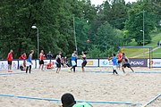 Deutsch: Beachhandball Europameisterschaften 2019 (Beach handball Euro); Tag 3: 4. Juli 2019 – Männer, Platzierungsrunde Gruppe III, Italien-Montenegro 2:0 (22:15, 18:7) English: Beach handball Euro; Day 3: 4 July 2019 – Men Consolation Round Group III – Italy-Montenegro 2:0 (22:15, 18:7)