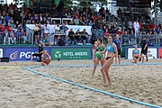 Deutsch: Beachhandball Europameisterschaften 2019 (Beach handball Euro); Tag 6: 7. Juli 2019 – Frauenfinale, Dänemark-Ungarn 2:0 (18:12, 23:22) English: Beach handball Euro; Day 6: 7 July 2019 – Women's Final – Denmark-Hungary 2:0 (18:12, 23:22)