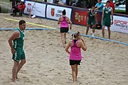 Deutsch: Beachhandball Europameisterschaften 2019 (Beach handball Euro); Tag 2: 3. Juli 2019 – Männer, Vorrunde Gruppe C, Nordmazedonien-Schweiz 0:2 (13:22, 18:19) English: Beach handball Euro; Day 2: 3 July 2019 – Women Preliminary Round Group A – Men Preliminary Round Group C – North Macedonia-Switzerland 0:2 (13:22, 18:19)